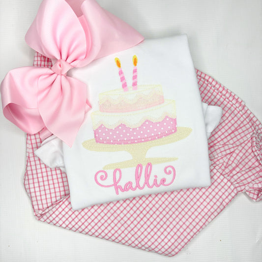 Girl's Birthday Cake Applique Design