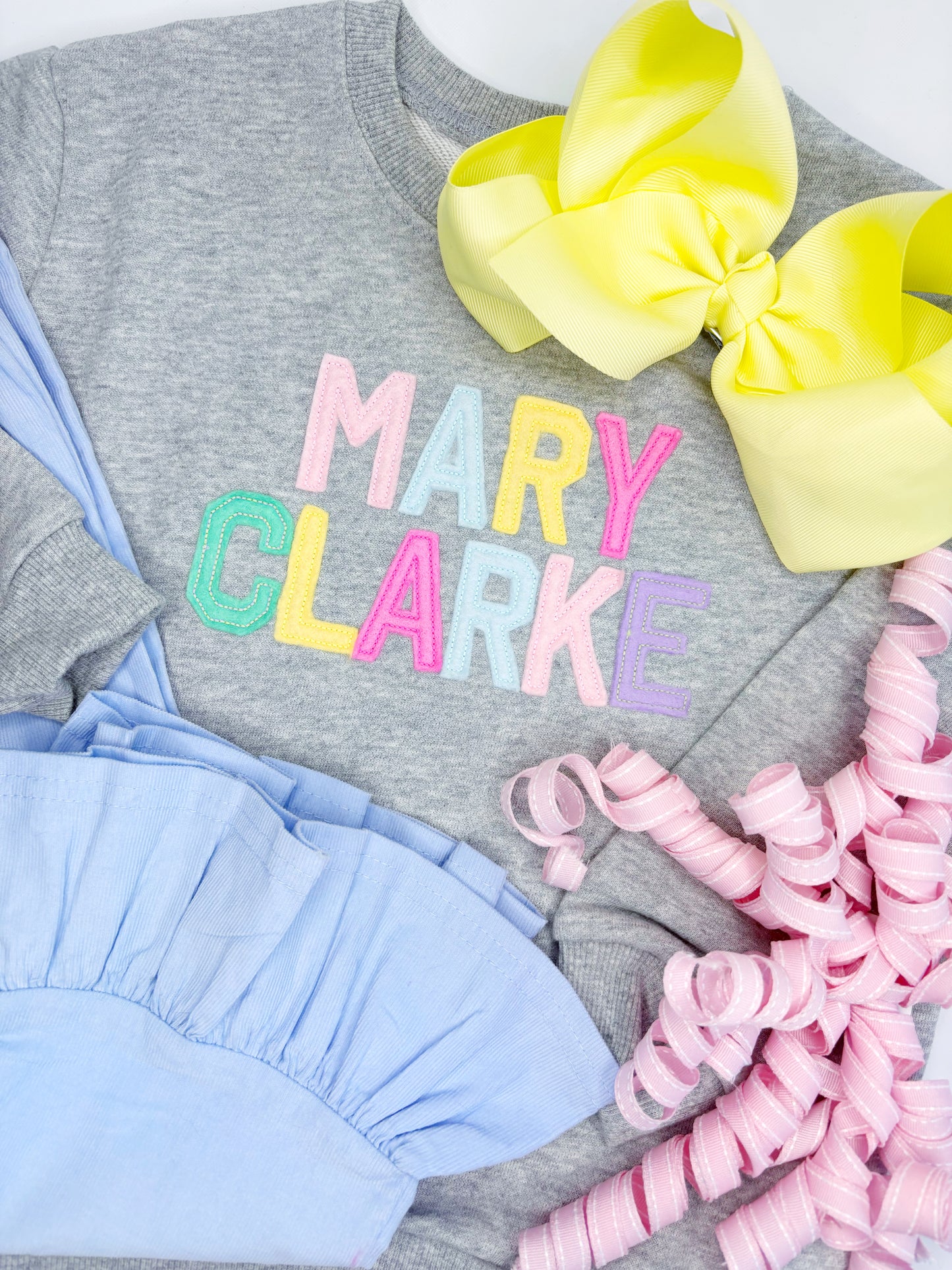 Pastel Vintage Felt Custom Sweatshirt/Bubble