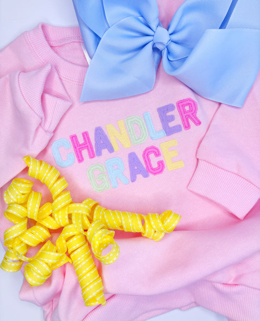 Pastel Vintage Felt Custom Sweatshirt/Bubble