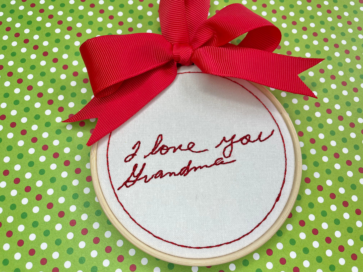 Loved One's Custom Hooped Handwriting Ornament