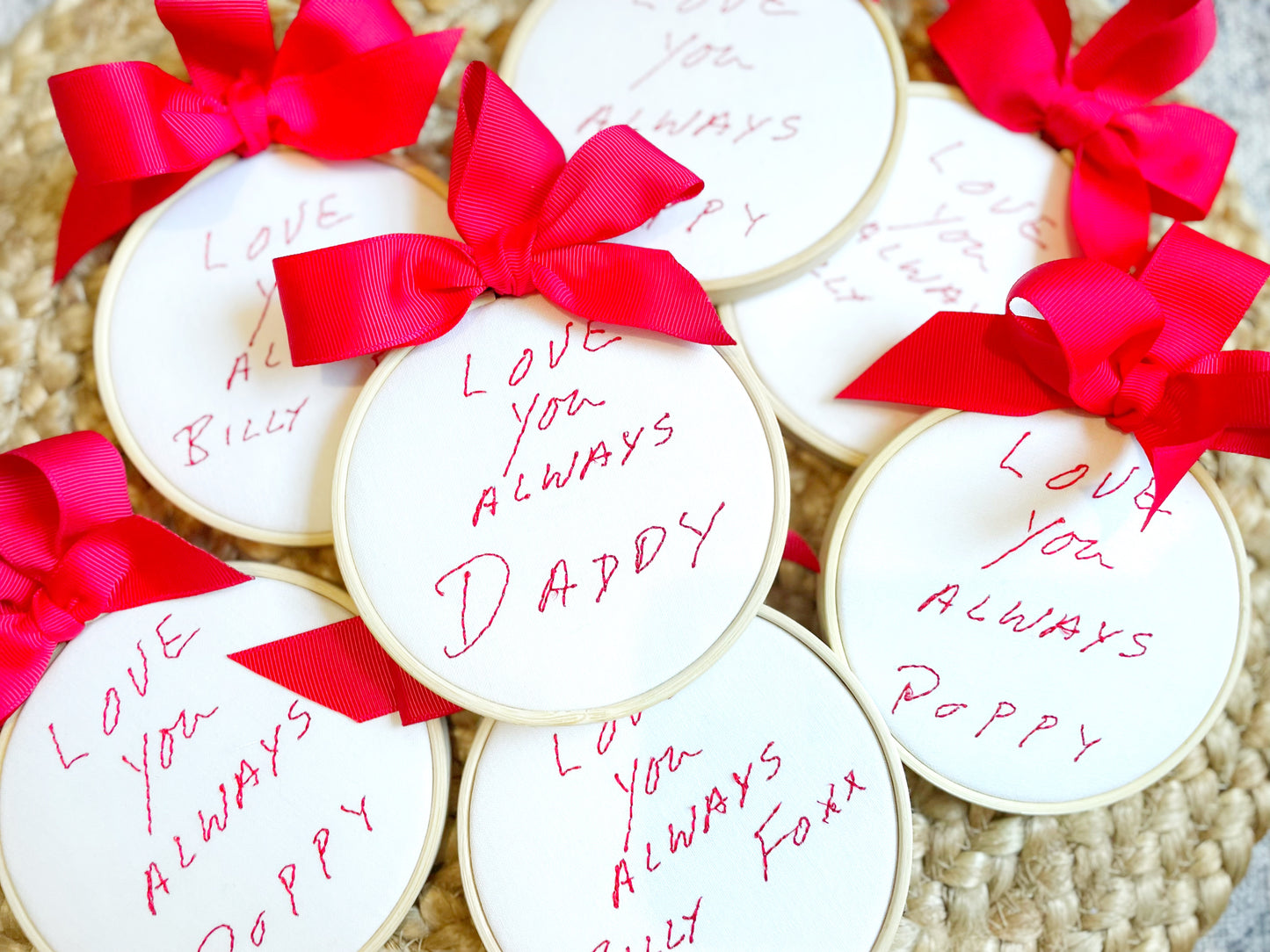 Loved One's Custom Hooped Handwriting Ornament