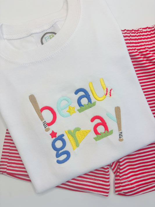 Personalized Baseball Letters T-shirt Design