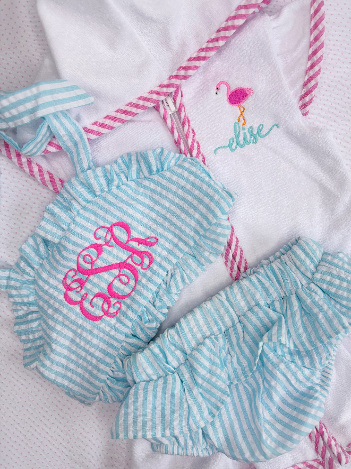 Girls Seersucker trimmed Swim Cover Up