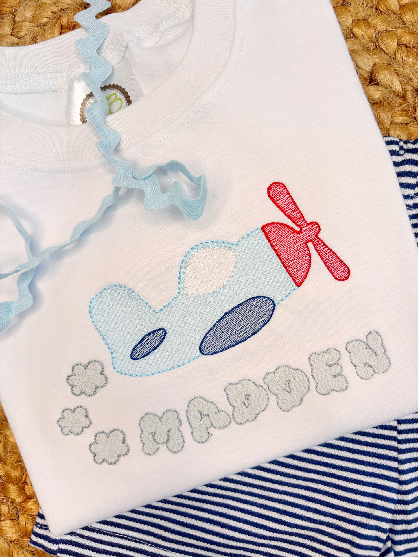 Boys Sketch Airplane With Cloud Name