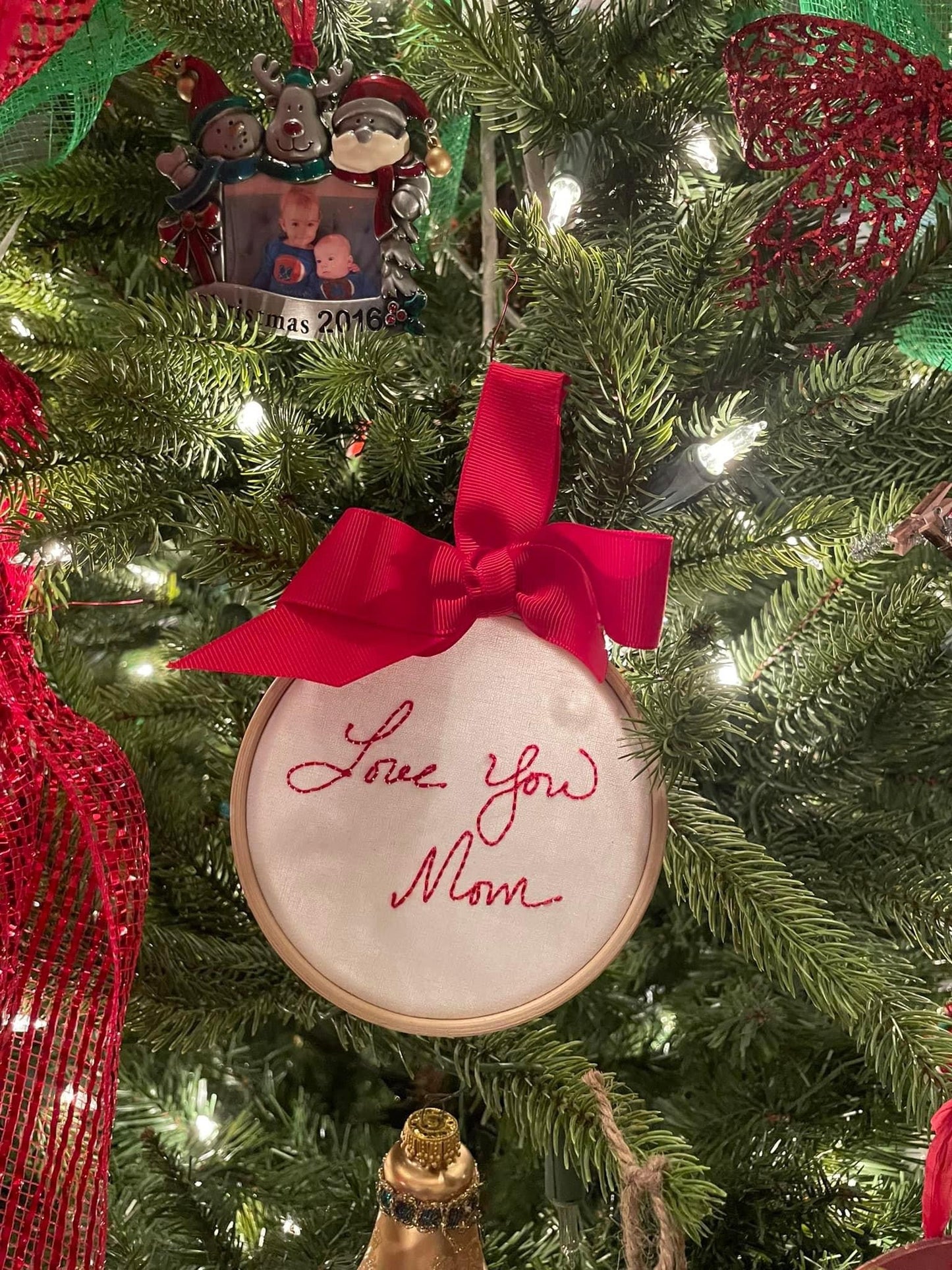 Custom Embroidered Handwriting Christmas Ornament