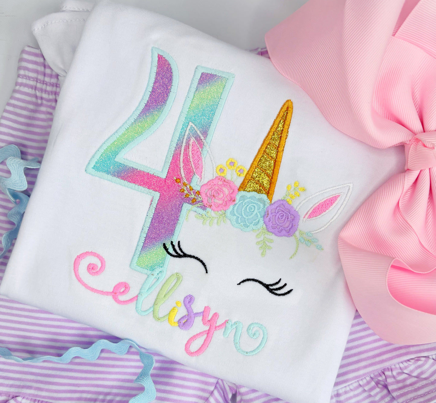 Floral Unicorn Birthday Number Shirt