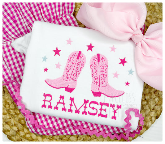 Girl's Pink Cowgirl Boots Design