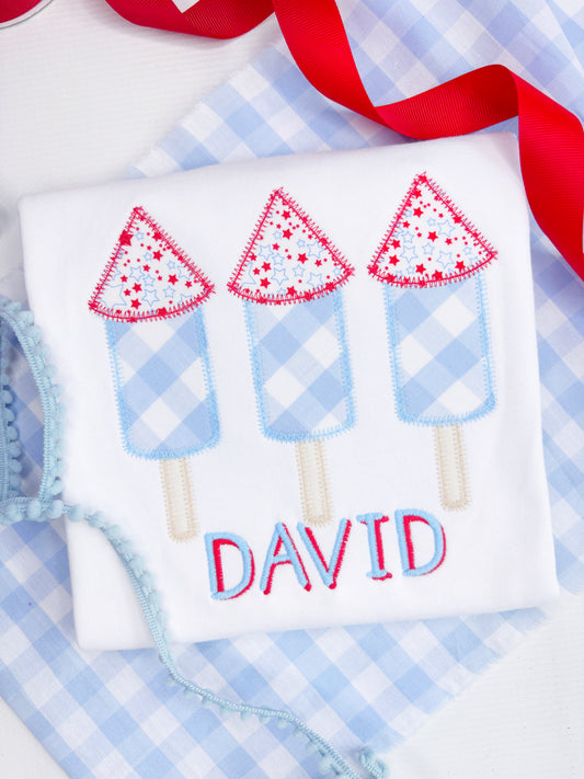 Boy's Patriotic Fireworks Applique Design