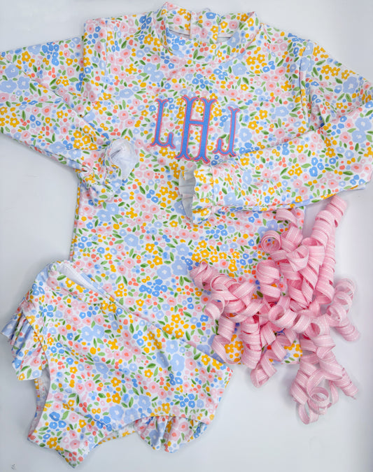Girl's Long Sleeve Two Piece Swimsuit