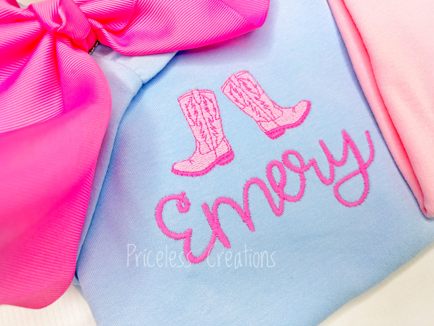 Pink & Blue Cowgirl Boots Design