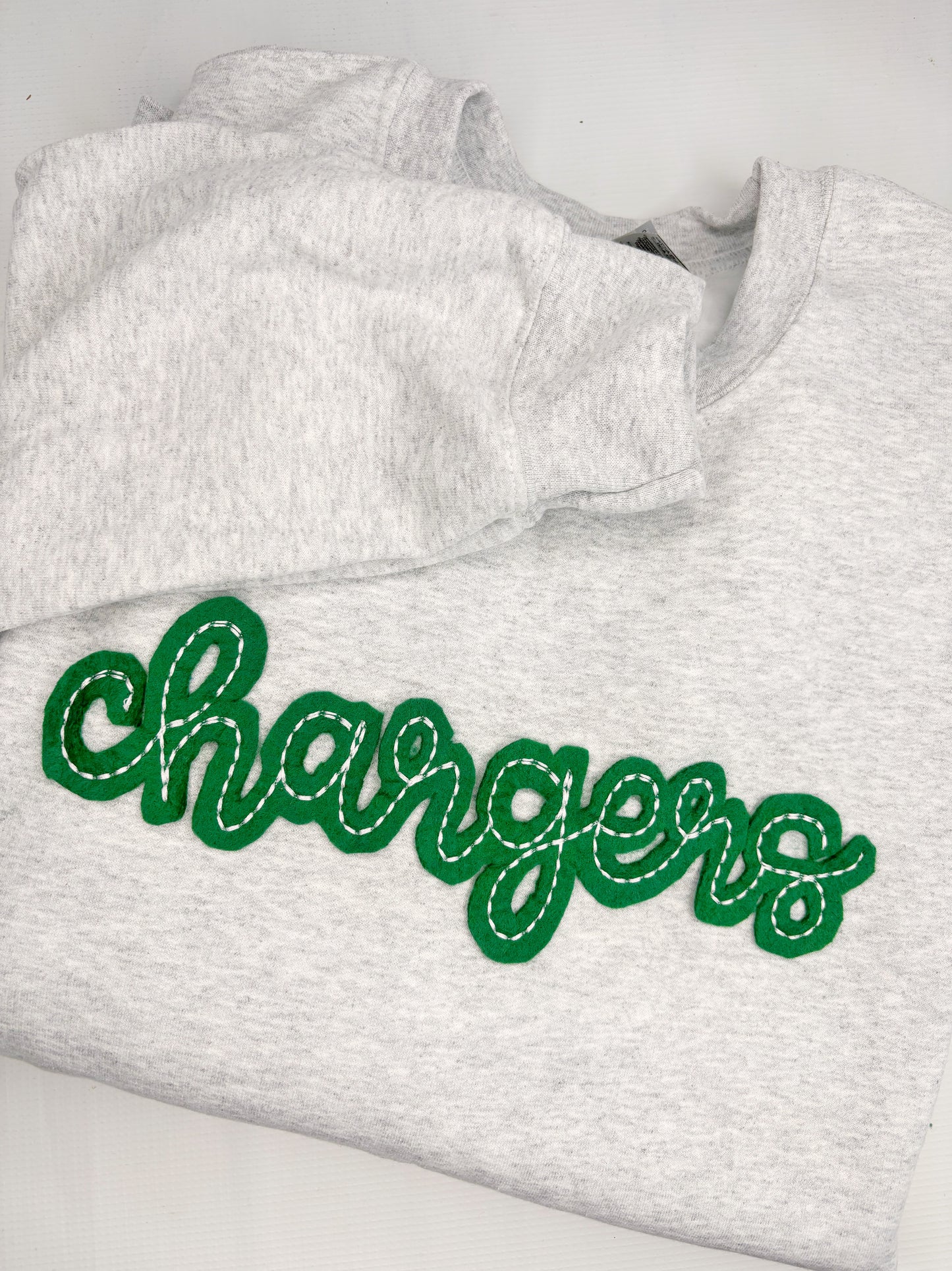 Cursive School Mascots Sweatshirt Done in Felt