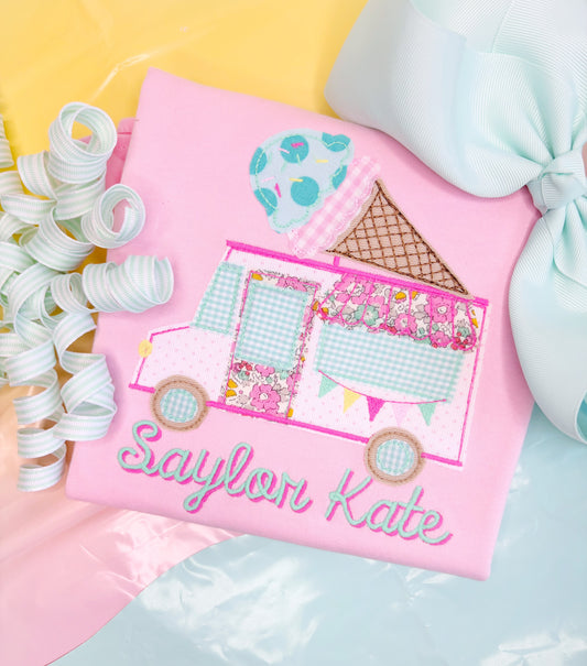 Ice Cream Truck Applique Design for Girls