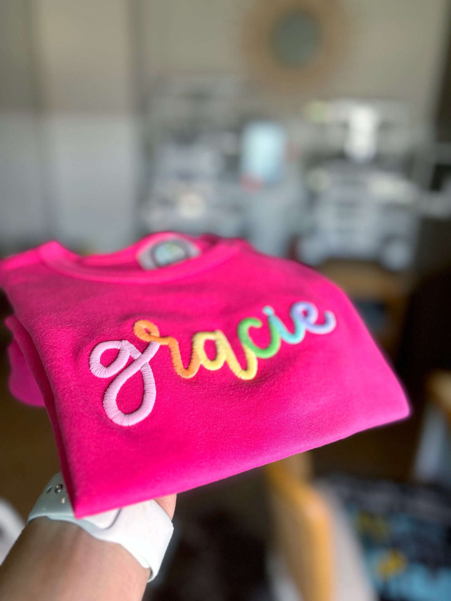 3D puff Embroidered Name Shirt for Girls