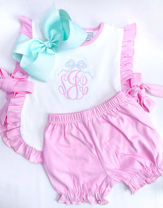 Girl's Apron Shorts Set