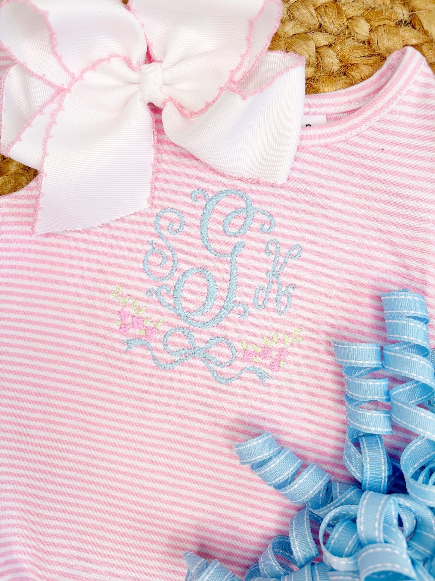 Baby Girl's Striped Nelly Floral Angel Bubble Design