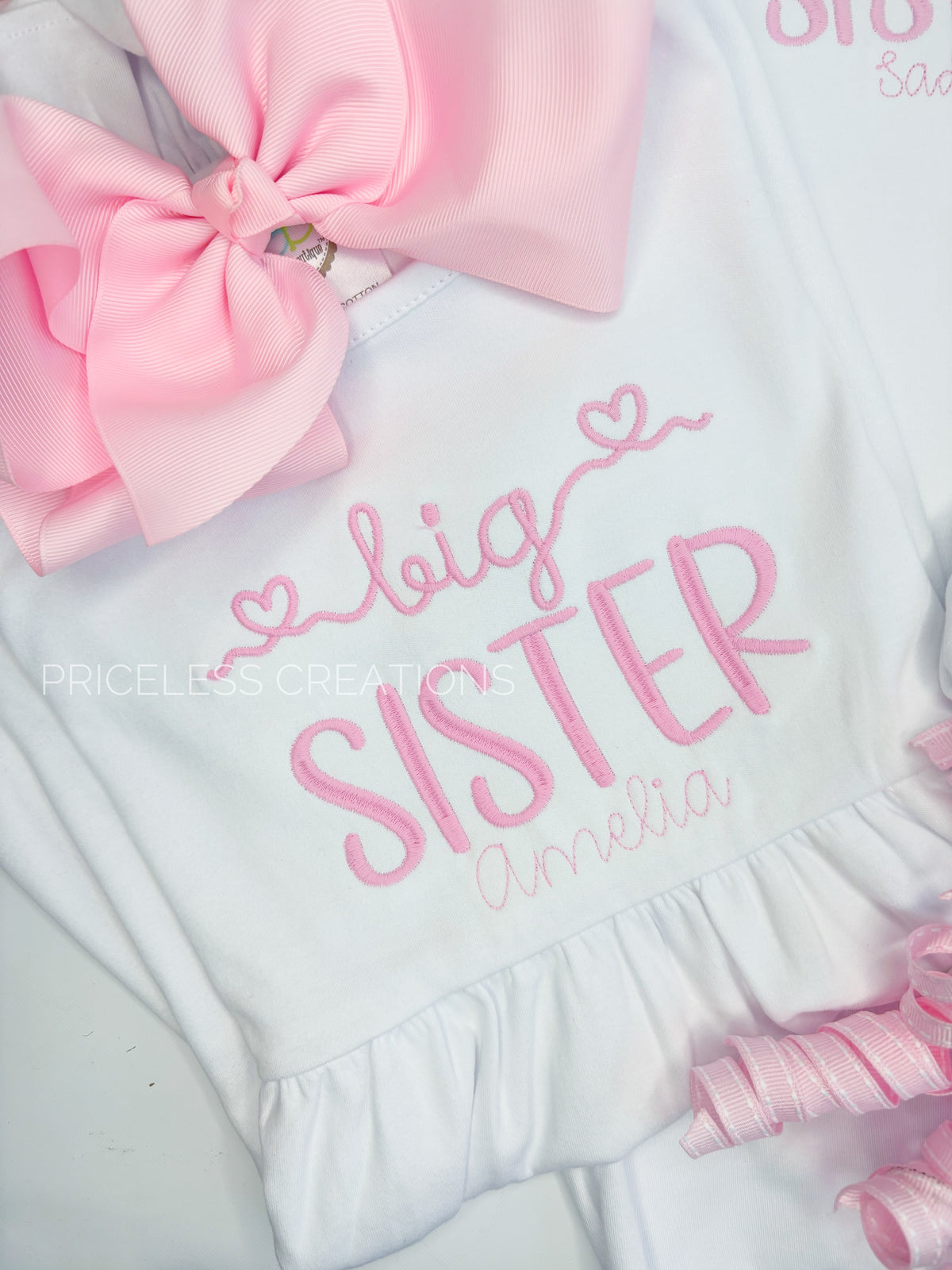 Big Sister with Pink Bow Stitching