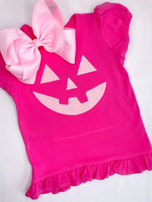 Hot Pink Jack-O-Lantern Face Design