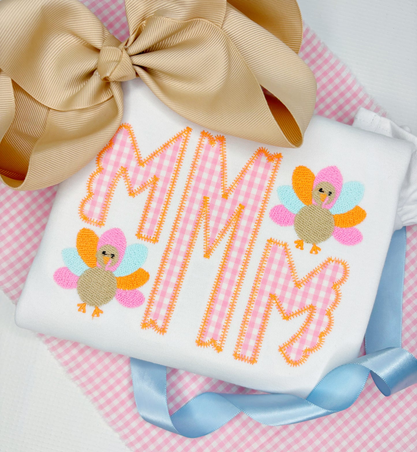 Girl's Monogram with Mini Turkeys