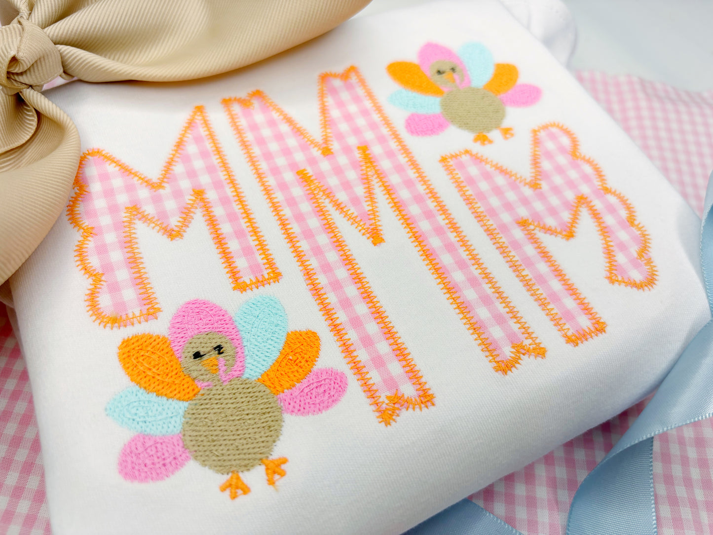Girl's Monogram with Mini Turkeys