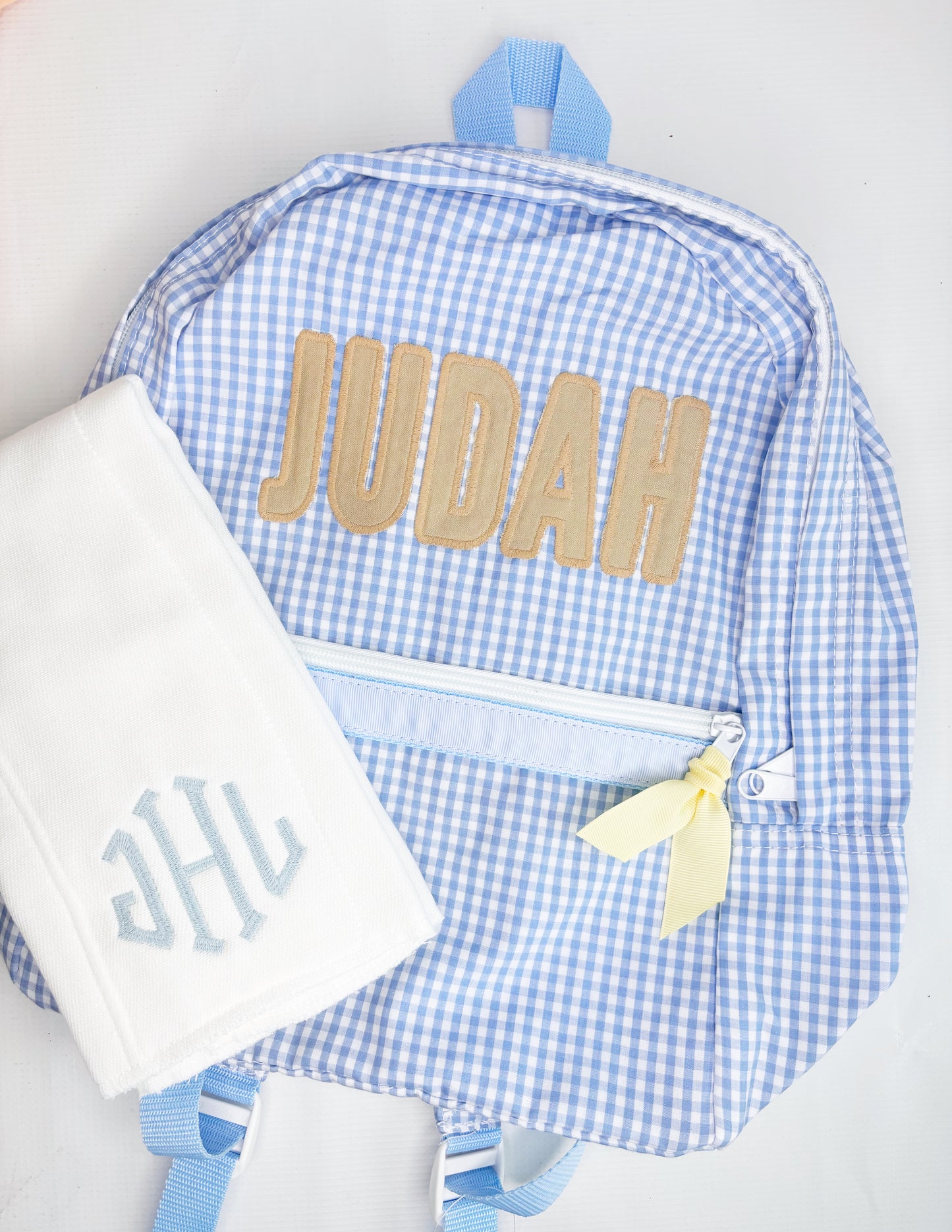 Gingham Backpack with Appliqued Name