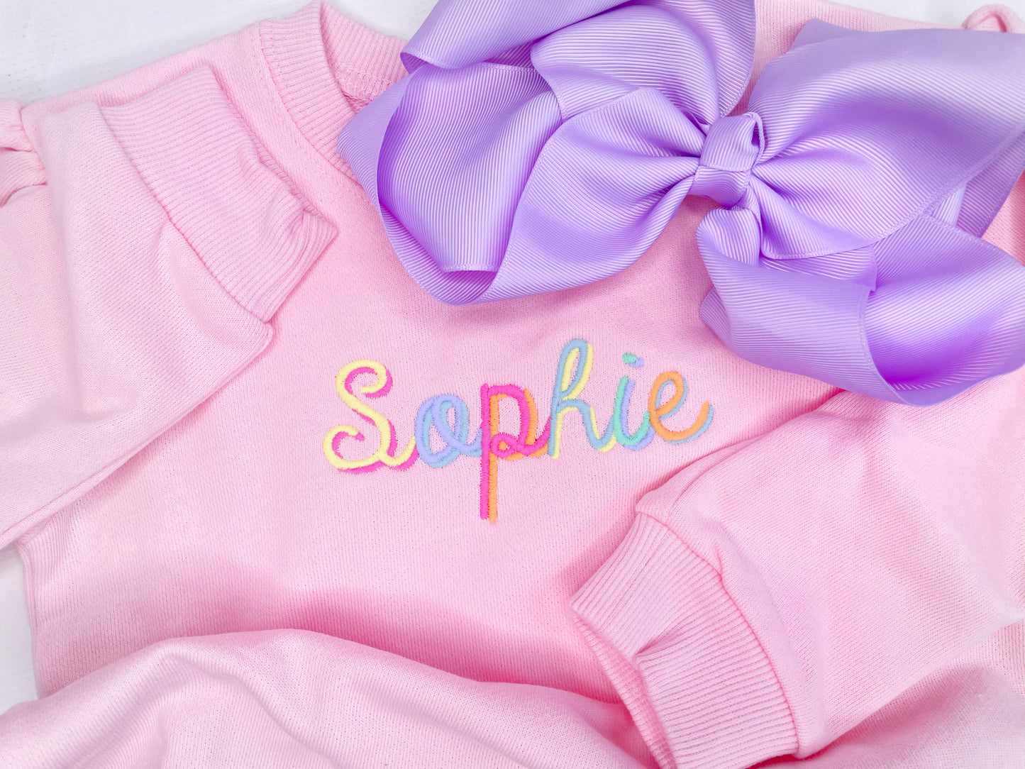 Girl's Puff Sleeve Sweatshirt with Custom Name