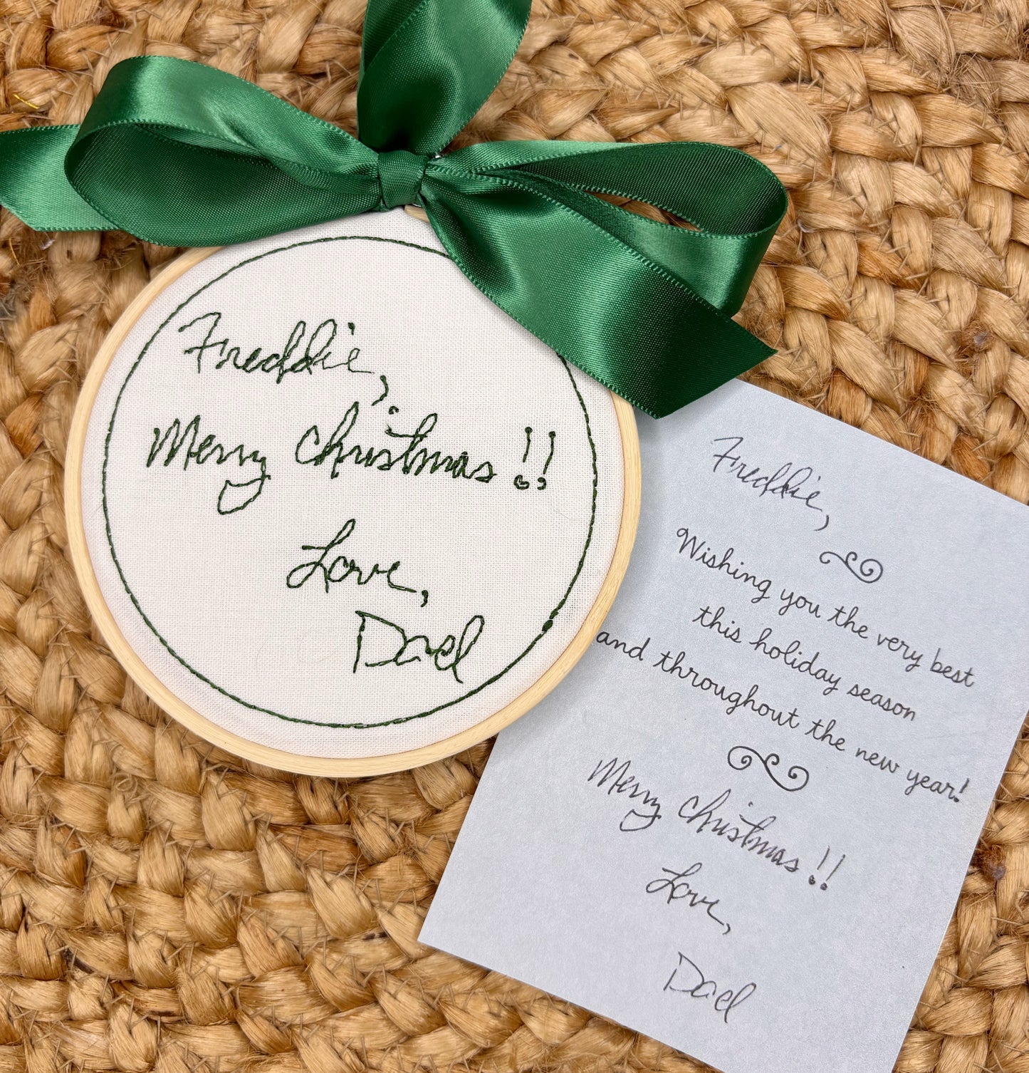 Loved One's Custom Hooped Handwriting Ornament