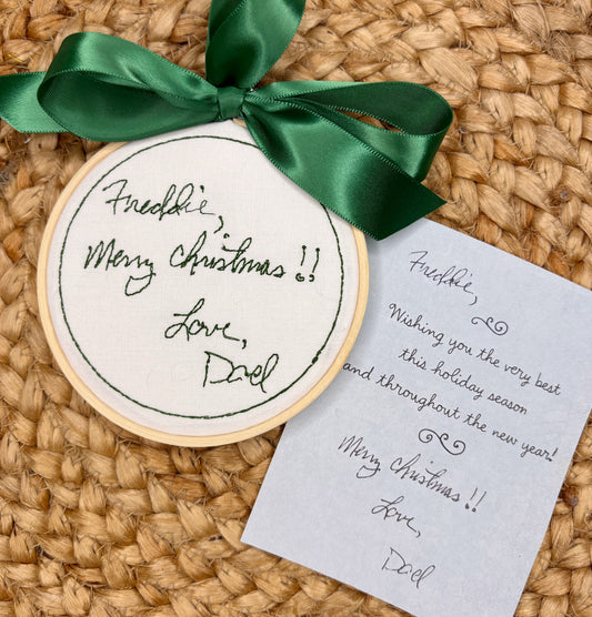Loved One's Custom Hooped Handwriting Ornament