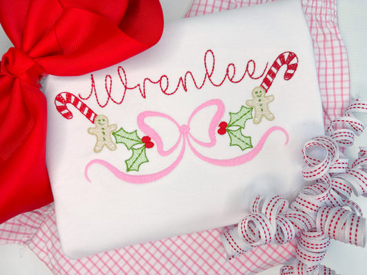 Big Bow, Gingerbread, Candy Cane Monogram Frame