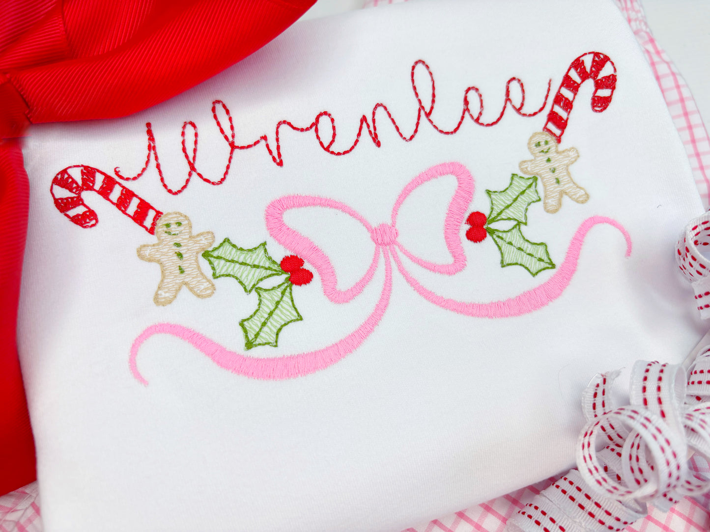 Big Bow, Gingerbread, Candy Cane Monogram Frame