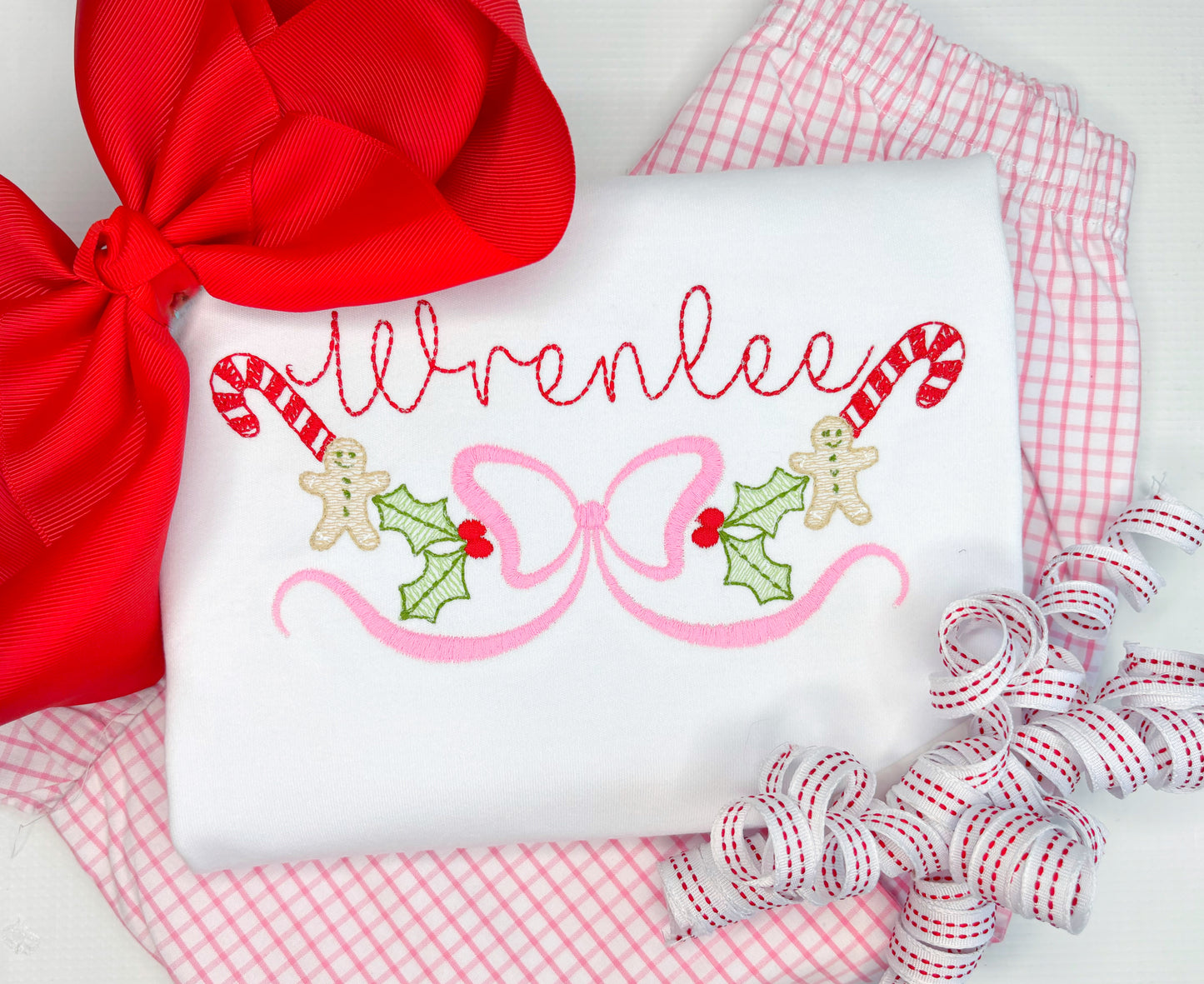 Big Bow, Gingerbread, Candy Cane Monogram Frame