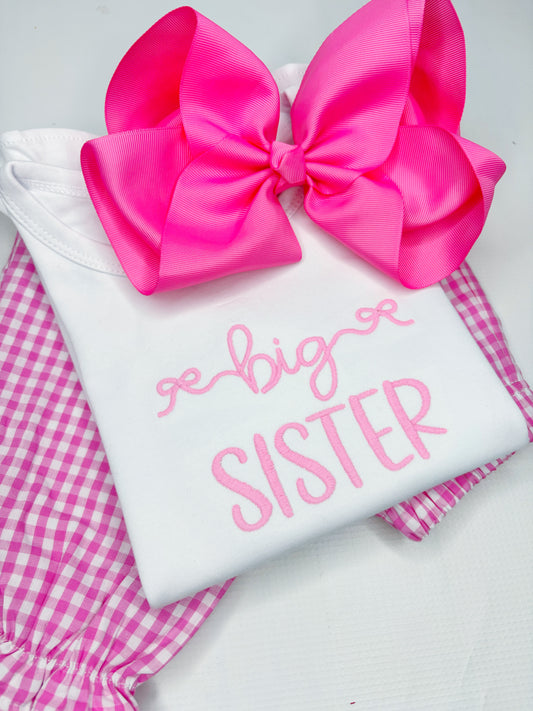 Big Sister with Pink Bow Stitching