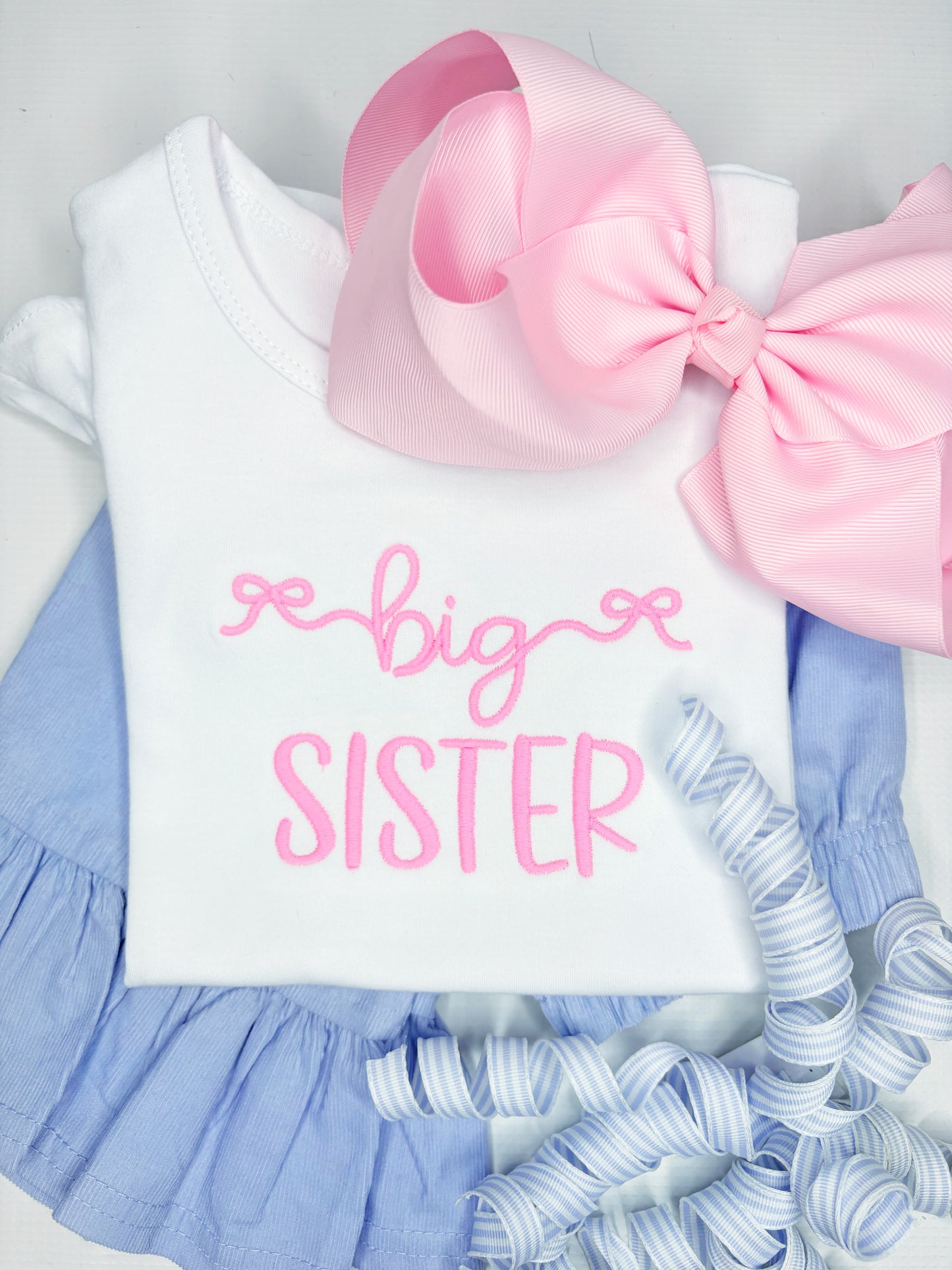 Big Sister with Pink Bow Stitching
