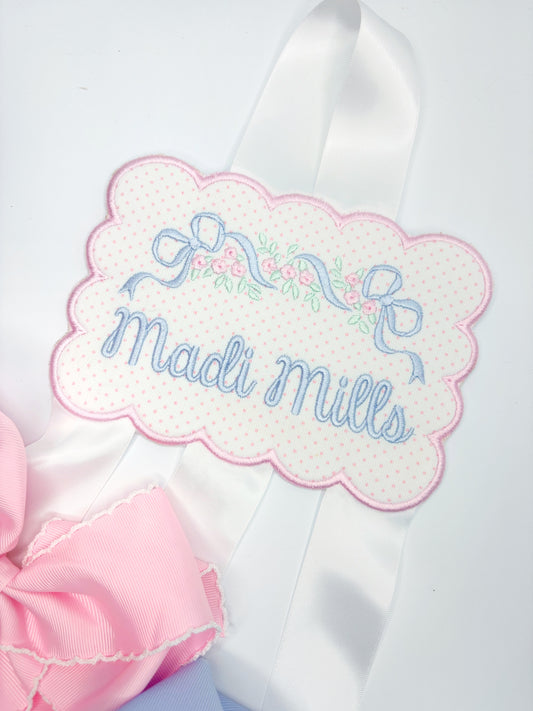 Custom Embroidered Bow Holder