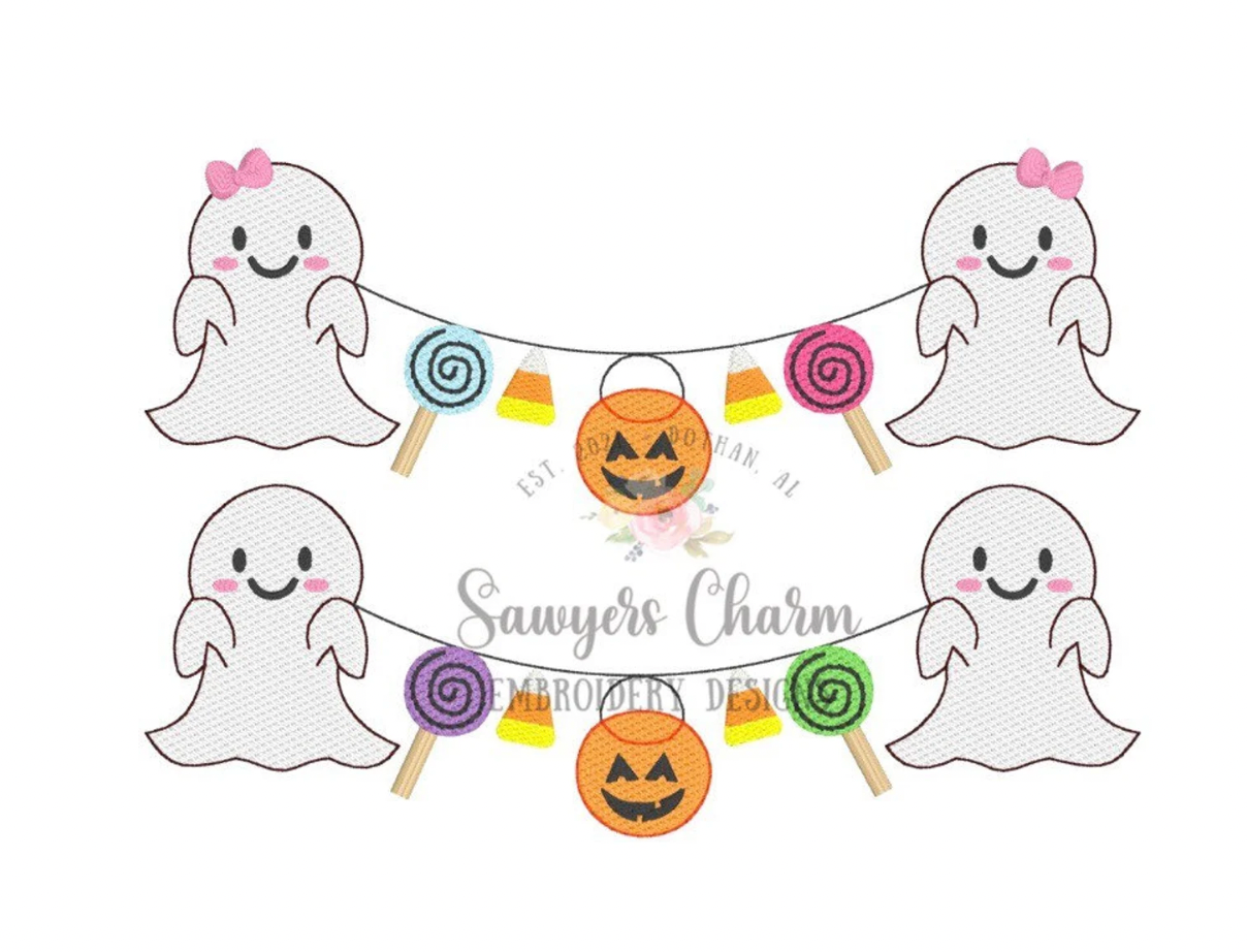 Halloween Ghost Banner Sketch Design