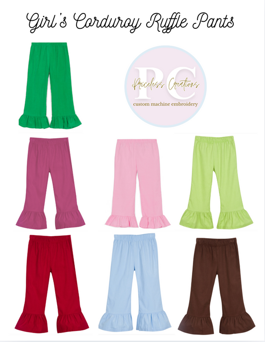 Girl's Corduroy Ruffle Pants