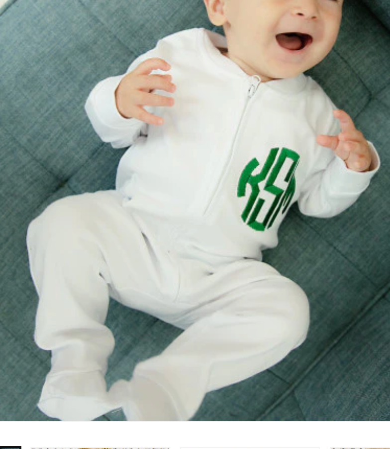 Unisex Footed Sleeper with Cursive MOnogram