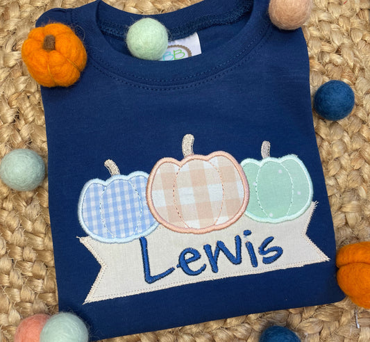 Boy's Pumpkin Trio Navy Shirt