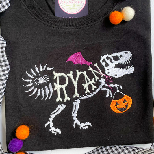 T-Rex Custom Glow in the Dark Black Halloween Shirt