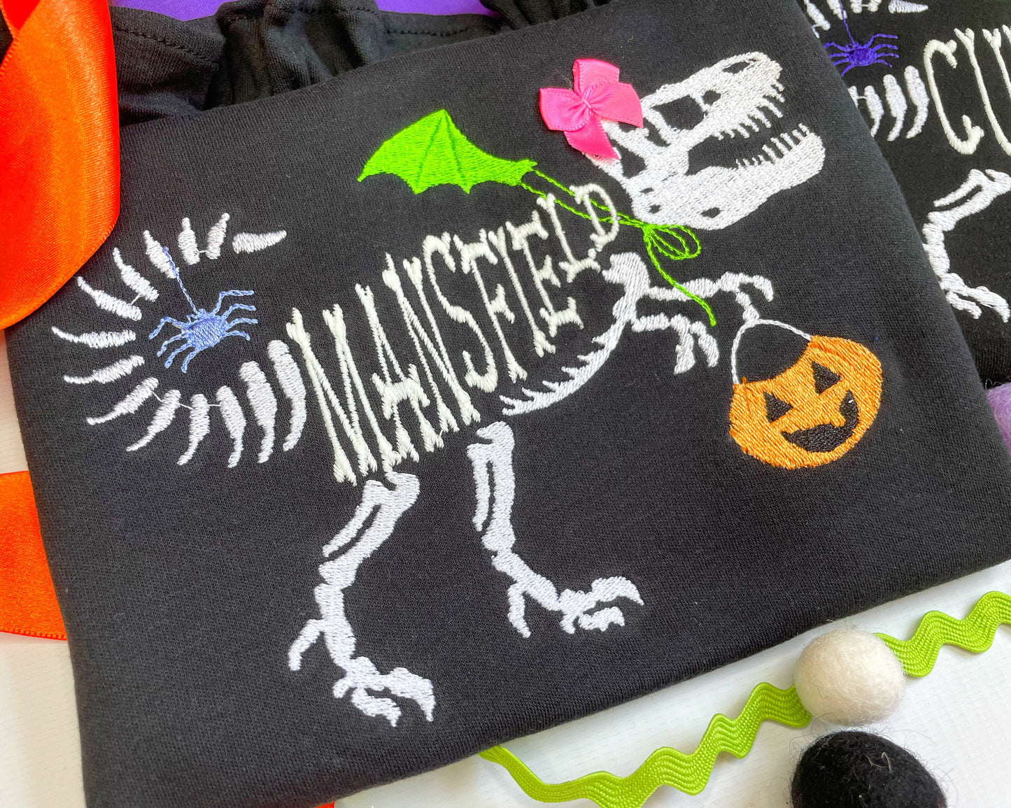 Girl's Black T-Rex Glow in The Dark Custom Shirt
