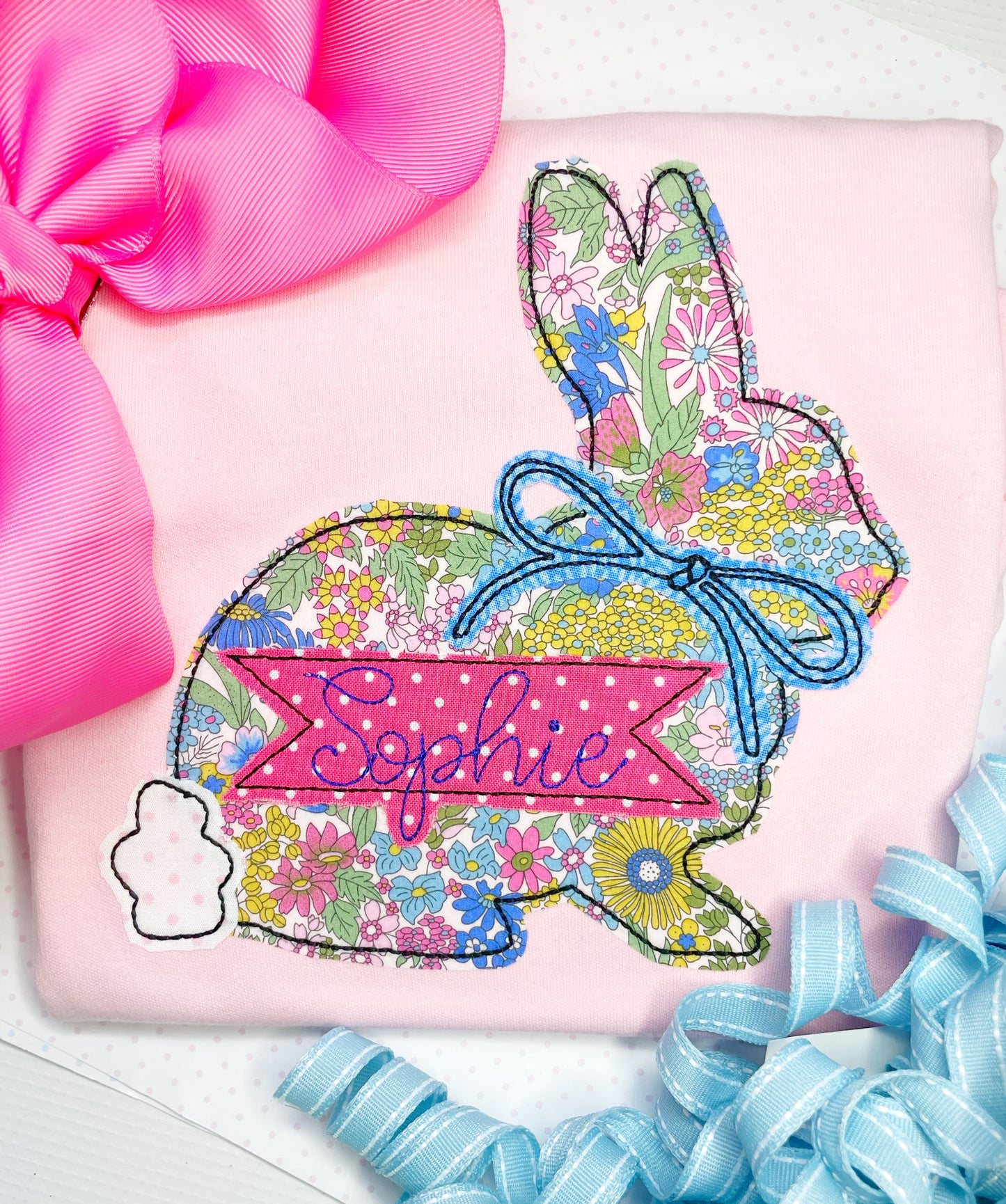 Floral Bunny & Name Tag Design