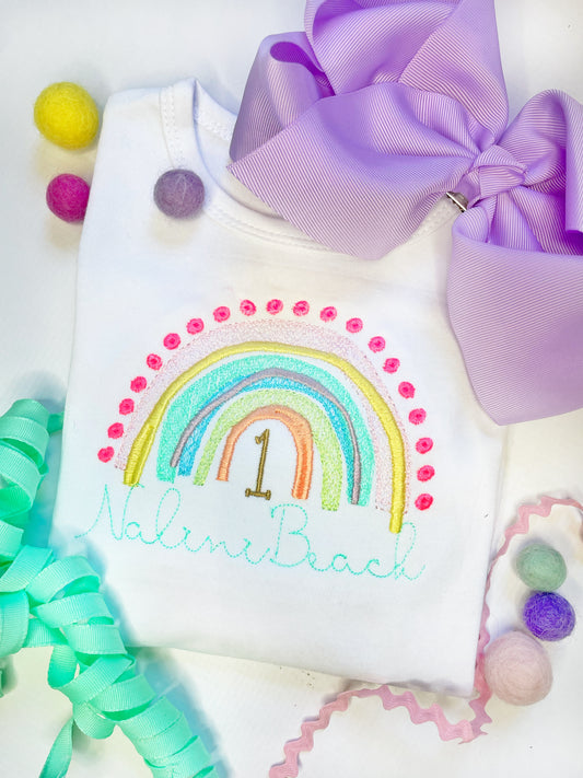 Girl's Boho Rainbow Birthday Shirt