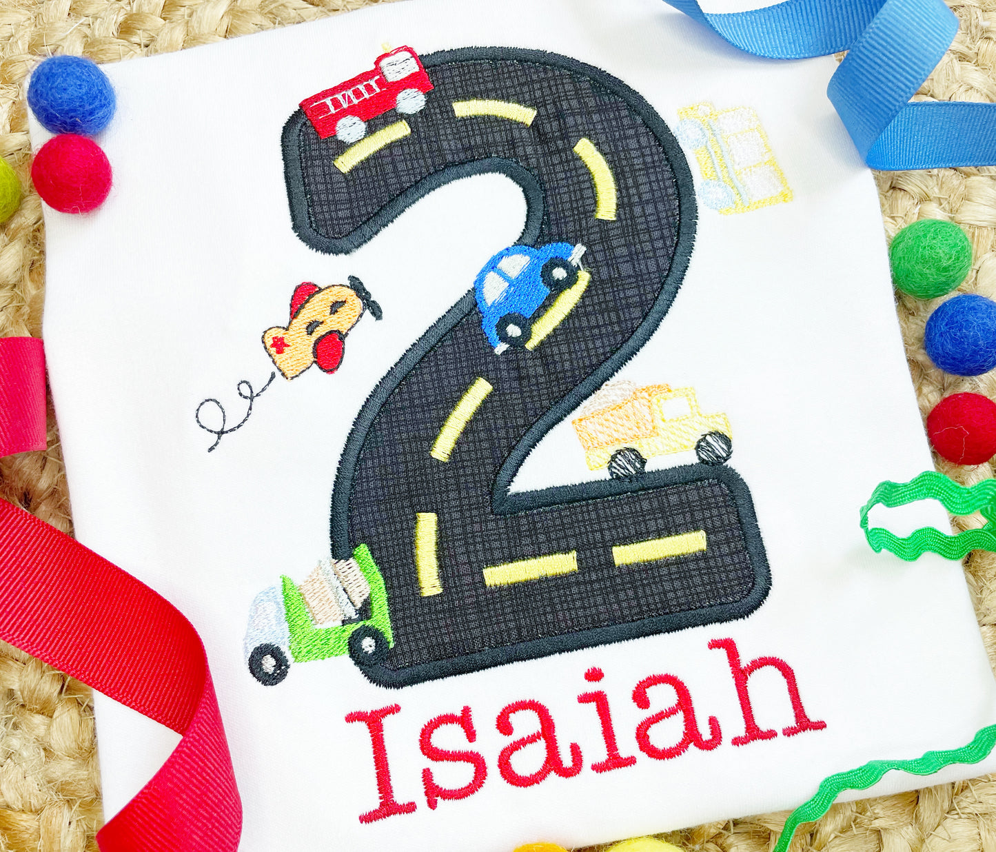 Boy's Car Track Birthday Shirt