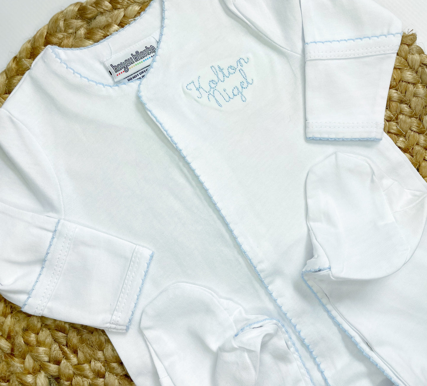 Monogrammed Picot Trimmed Baby Sleeper