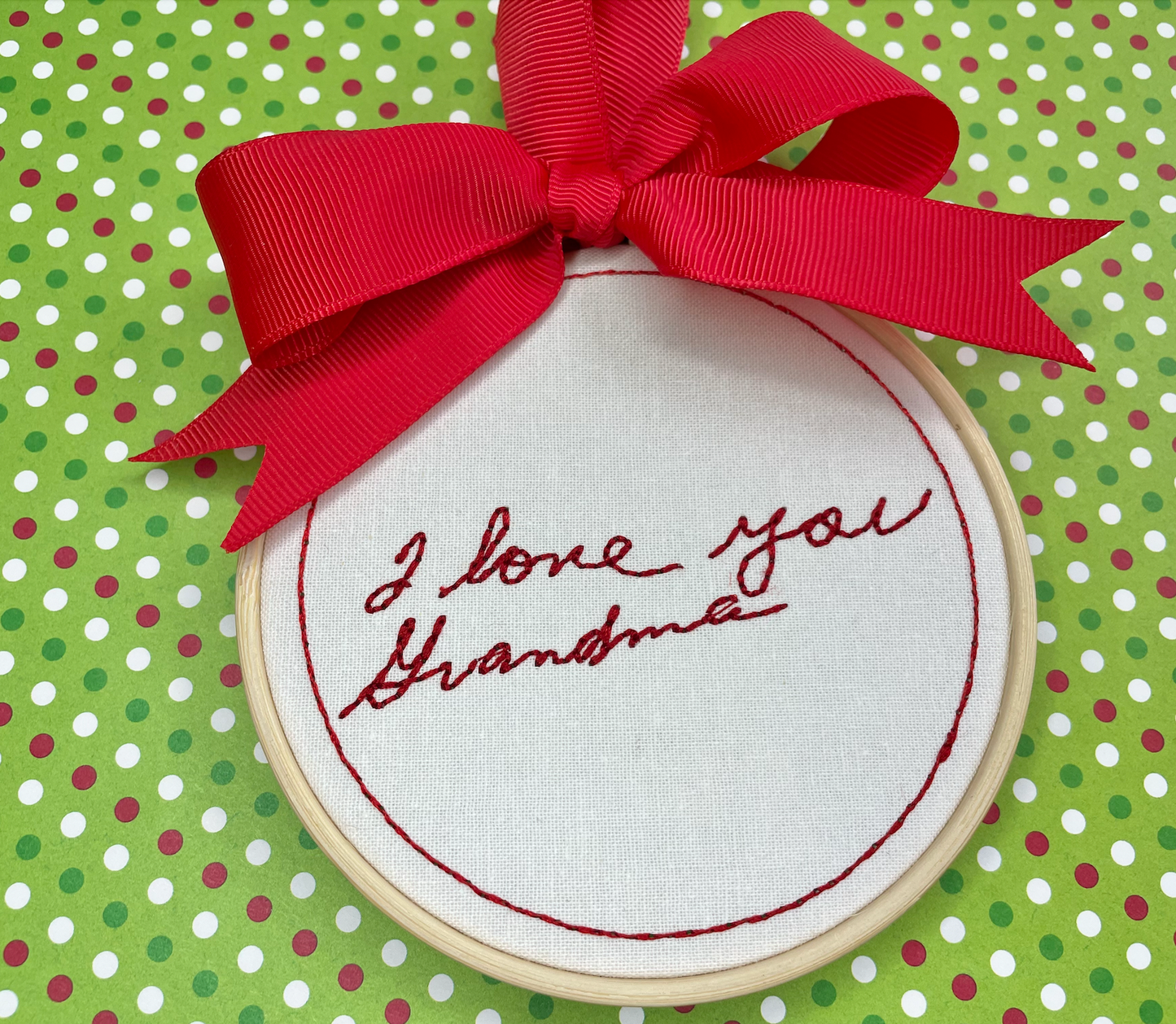 Custom Embroidered Handwriting Christmas Ornament